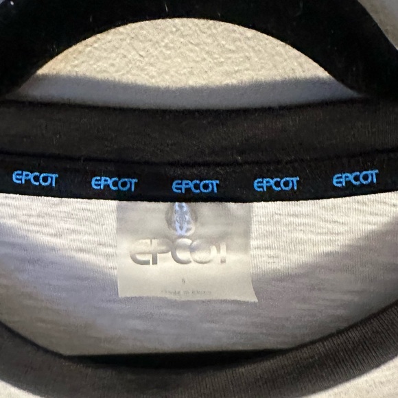 NWT Epcot Disney Park Rainbow Embroidery Ringer Tee w/ Rolled Hem - unisex small - Picture 2 of 10